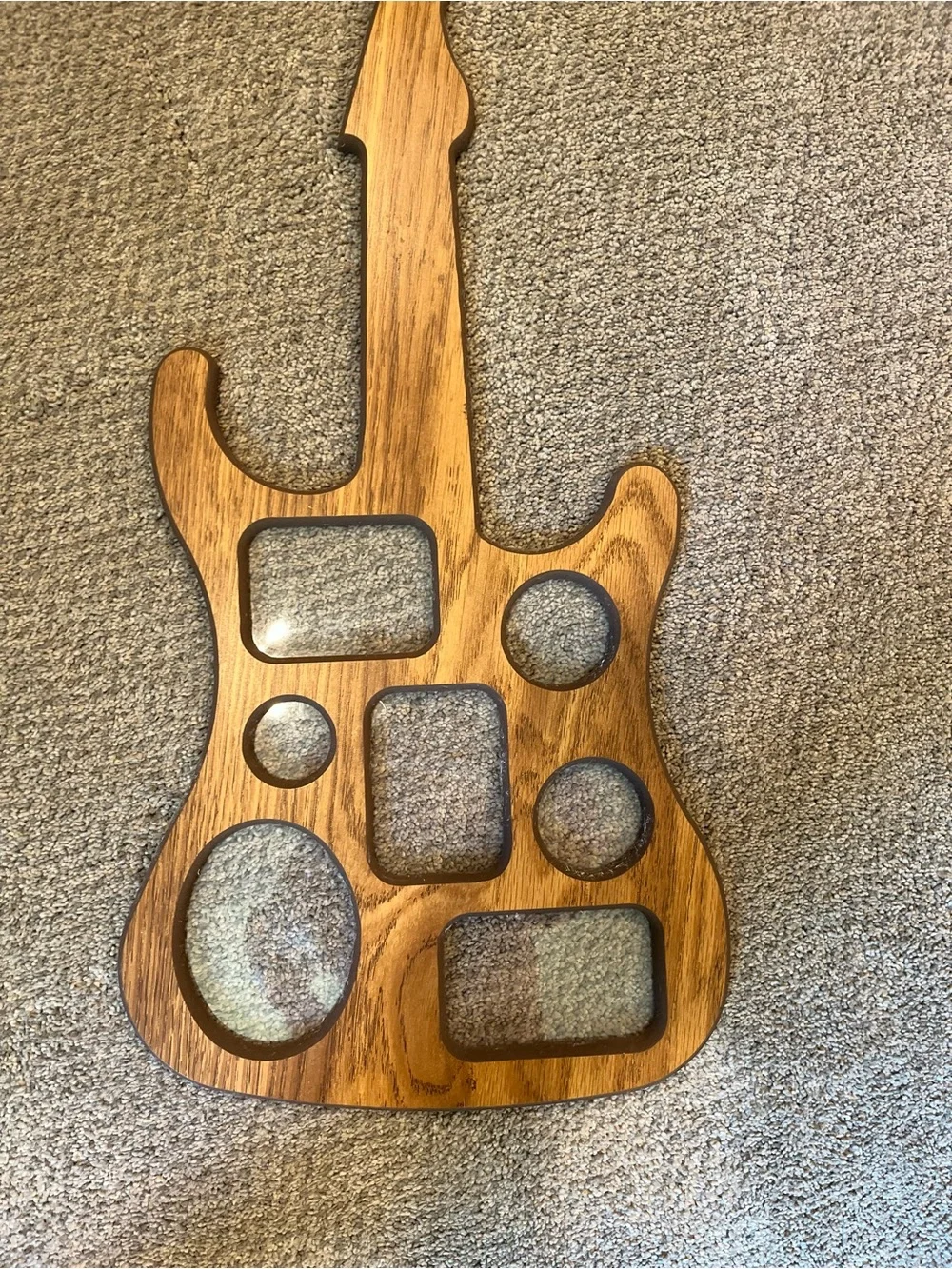 Guitar-Shaped Wood Grain 7 Photo Frame